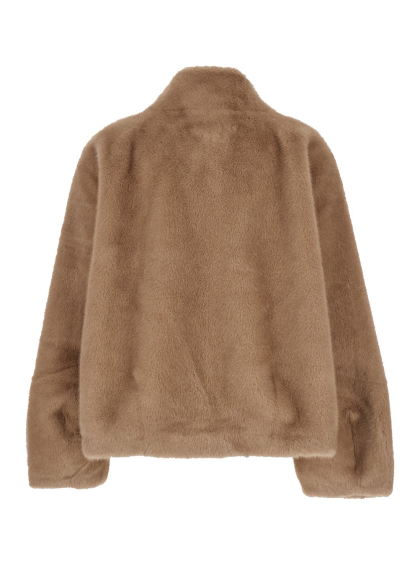 Plain Fake Mink Fur Jacket In Brown