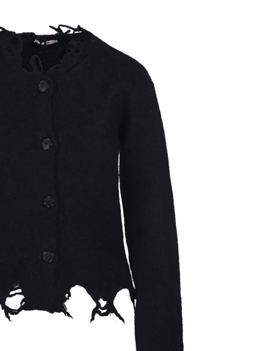 Haikure Jill Sweater With Long Sleeves And Distressed Edges In Black