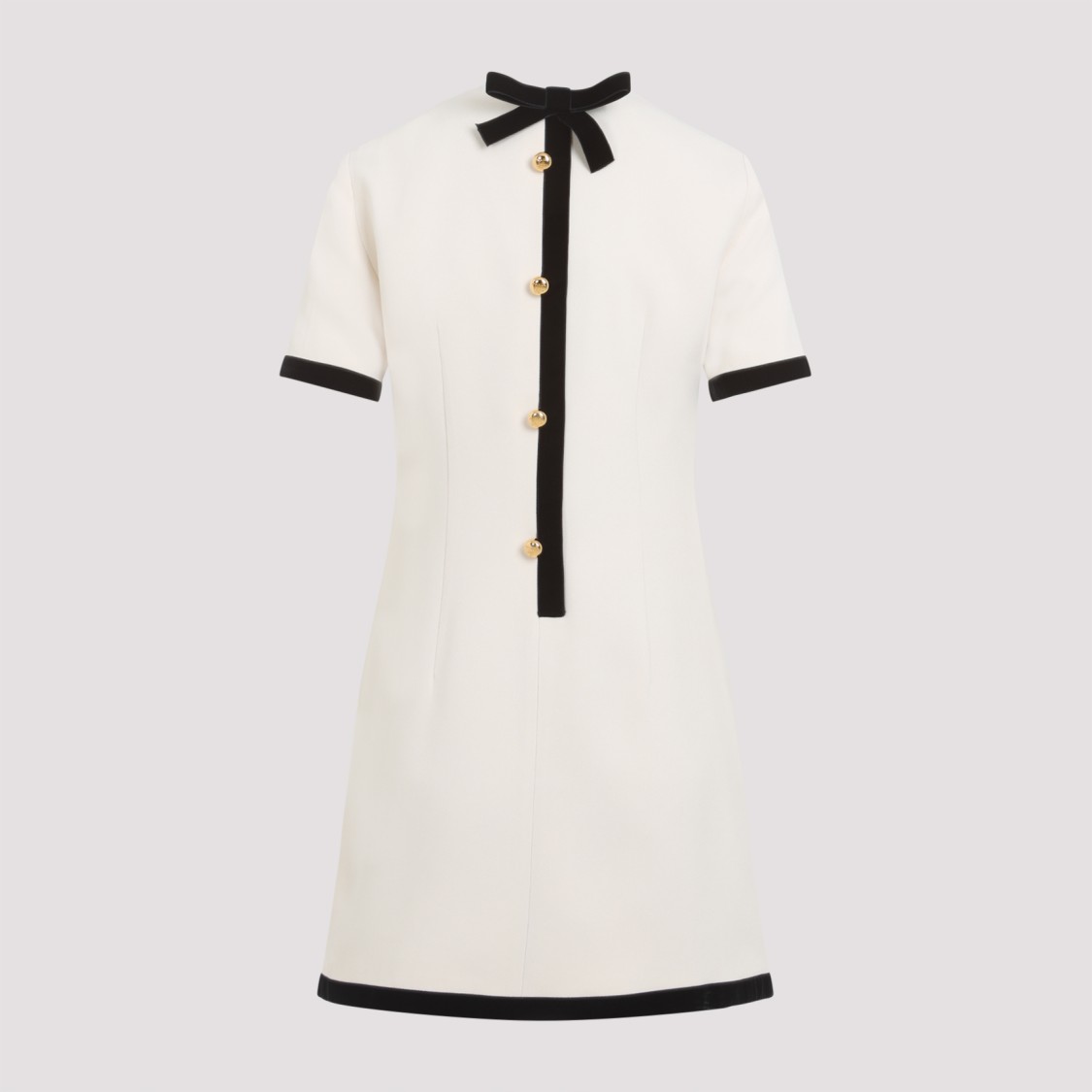 Shop Prada White Dress With Contrasting Black Trim