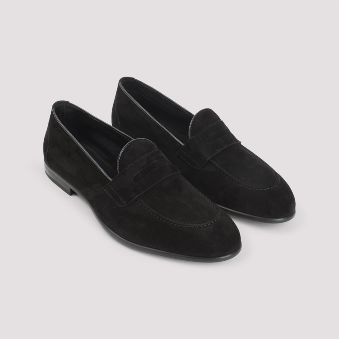 Brioni Almond Toe Suede Leather Penny Loafers