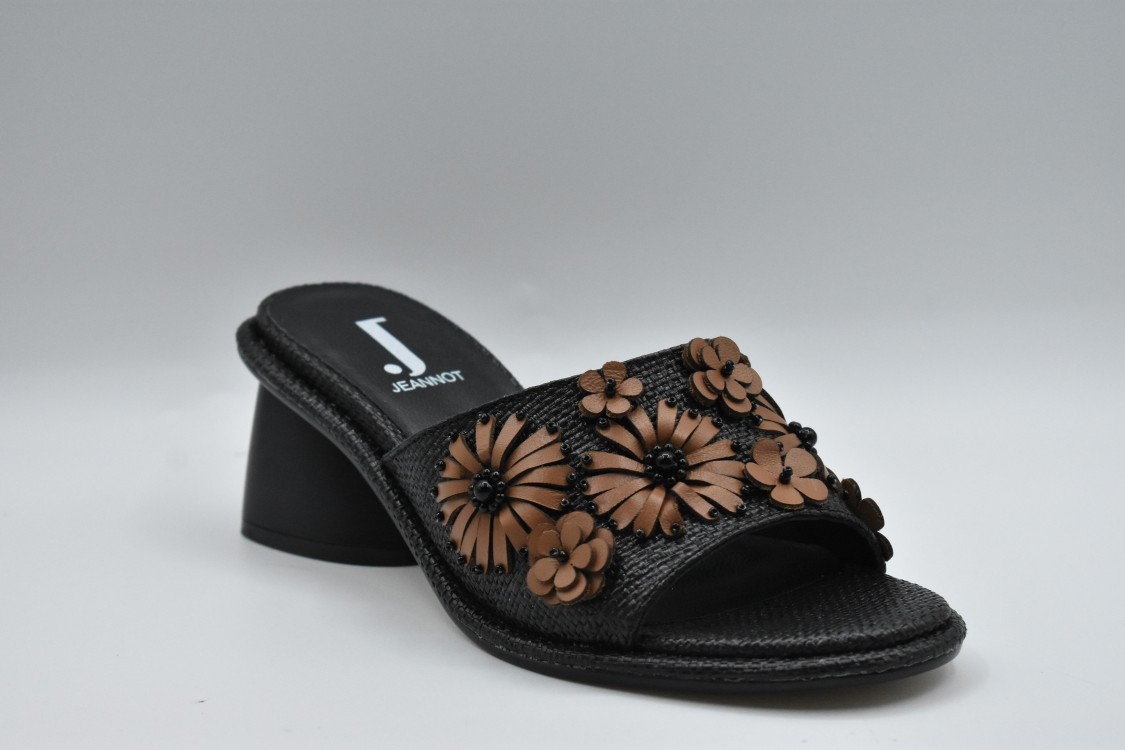 Jeannot Intricately Embellished Low-heeled Sandals In Black