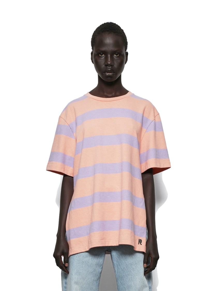 Rabanne Tee Shirt Stripes Peach And Lavander In Pink