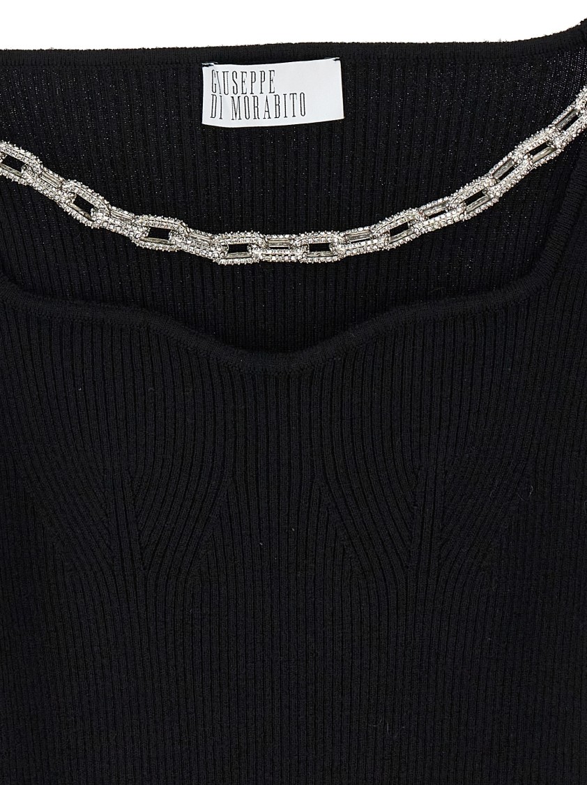 Giuseppe Di Morabito Square Neck Chain Detail Fitted Sweater In Black