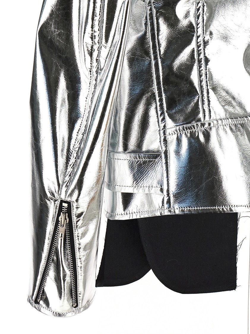 Comme Des Garçons Avant-garde Laminated Jacket With Wool Insert In Silver