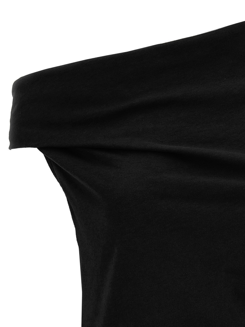 Dries Van Noten Off-the-shoulder Draped Cotton-jersey Top In Black