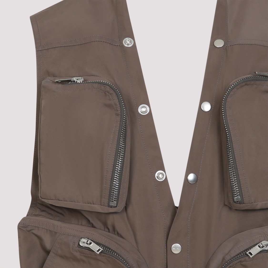 Rick Owens Grey Vest With V-neck And Cargo Pockets In Cotton Man In Grey