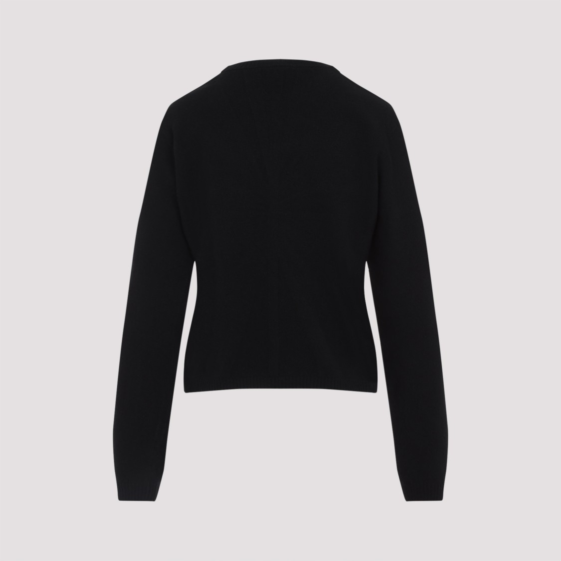 Shop Moncler X Rick Owens Slightly Cropped Black Sweater With Crew Neckline