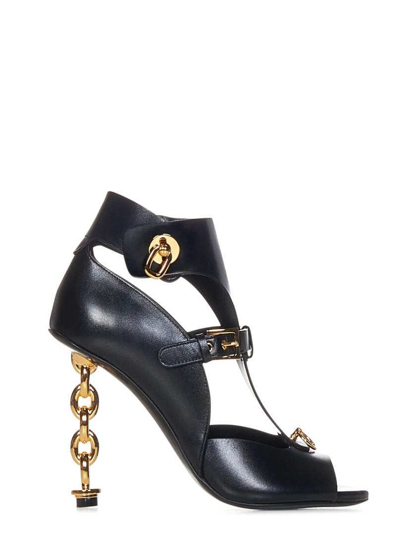 TOM FORD TOM FORD LEATHER CHAIN HEEL SANDAL 105 