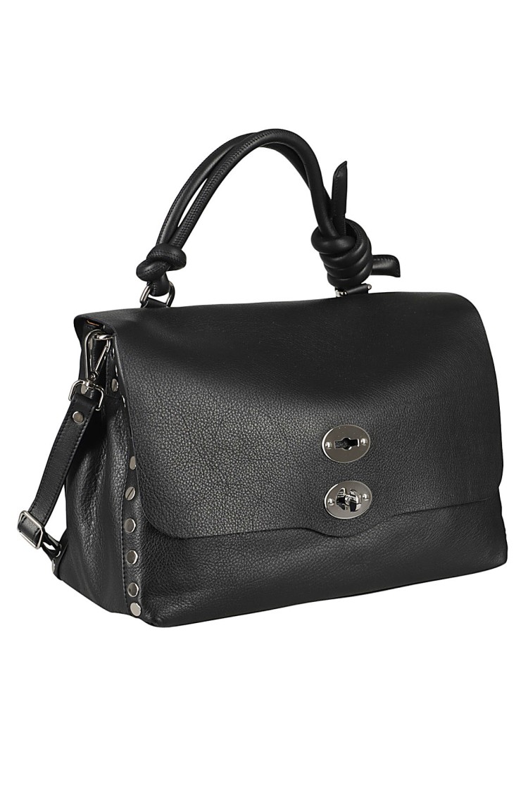 Zanellato Bag Postina Piuma Knot M Handbag In Black