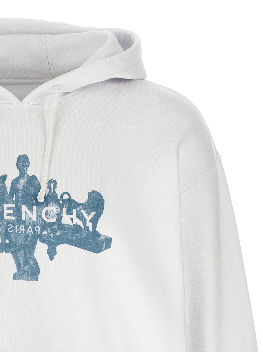 Givenchy Oversized Graphic Print Hoodie With Kangaroo Pocket In White