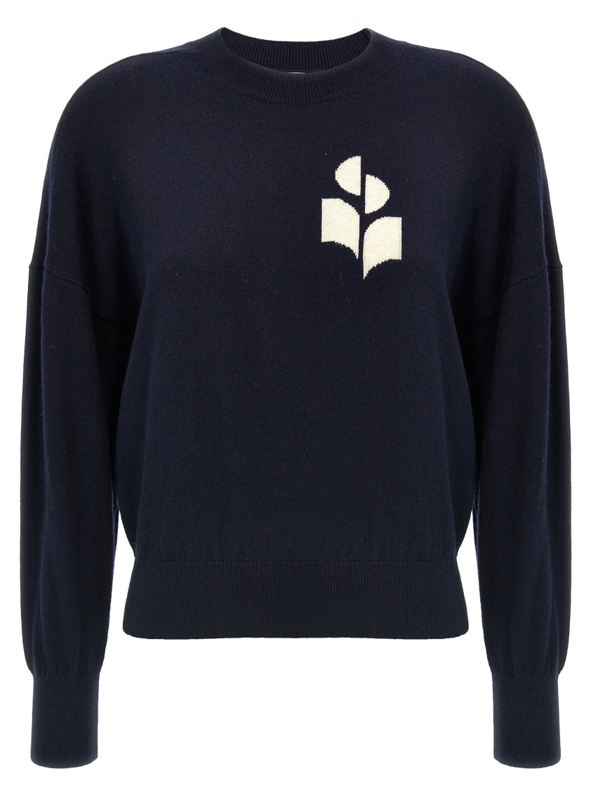 Isabel Marant Étoile Contrast Jacquard Logo Cotton-wool Blend Sweater In Blue
