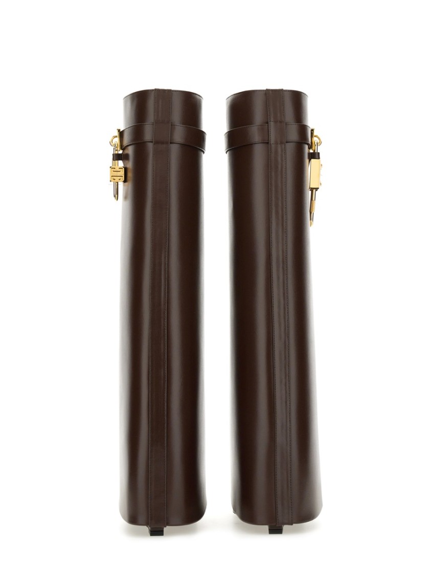 Givenchy Shark Brown Boots With Padlock Detail And Slip-on Style In Leather Woman