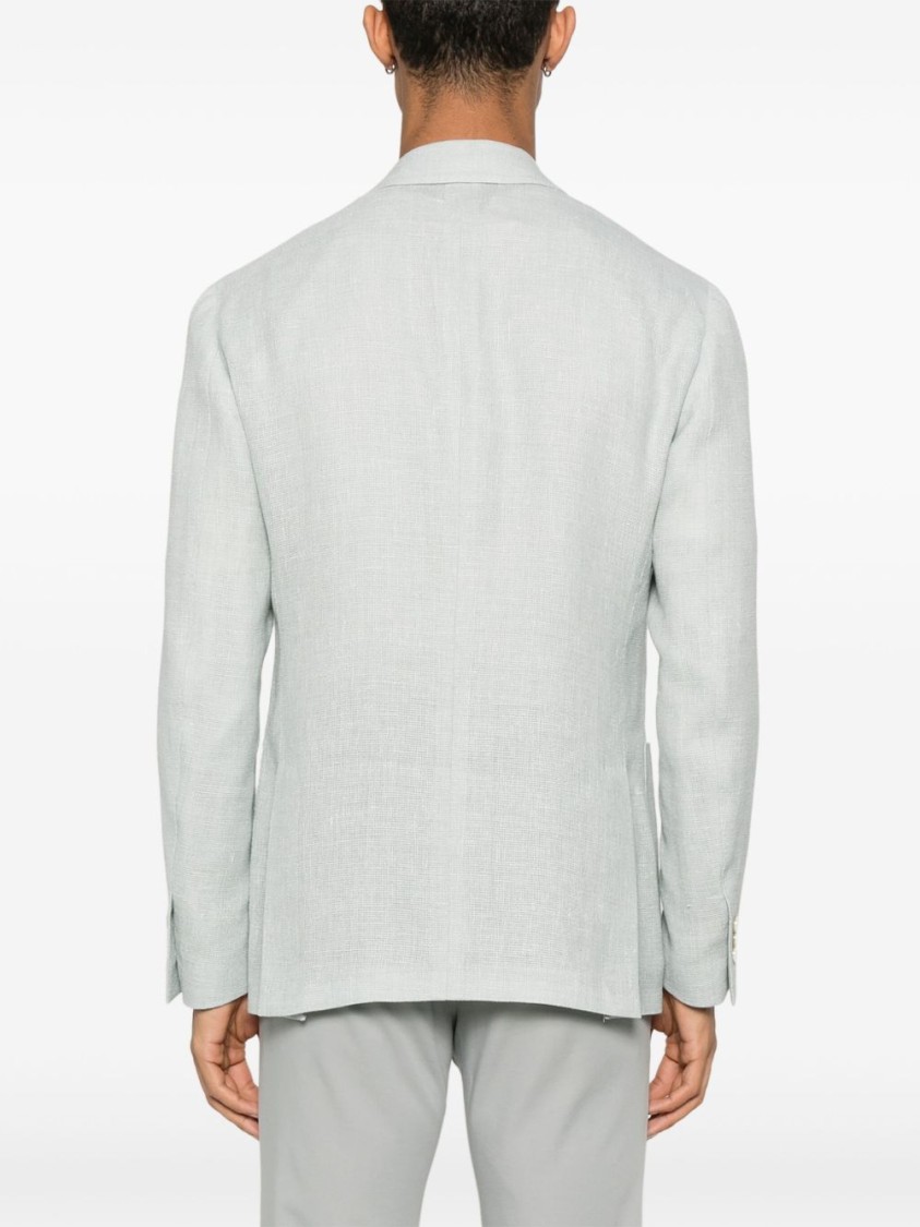 Lardini Linen Double-breasted Jacket Buttoned Cuffs In White