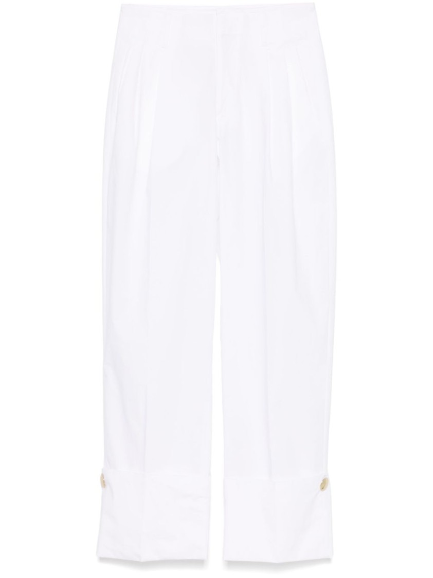 Shop Darkpark High-waist White Trousers With Pleated Front