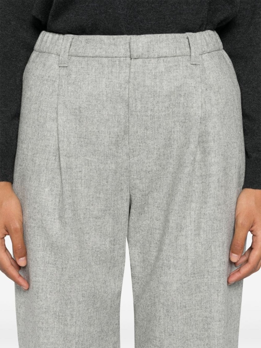 Brunello Cucinelli High-waisted Tailored Trousers With Pleated Front In Gray