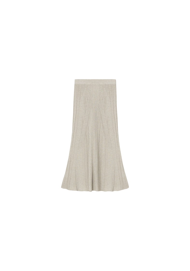 Shop Aeron Mossy - Sparkly Ribbed Midi Skirt In Neutrals