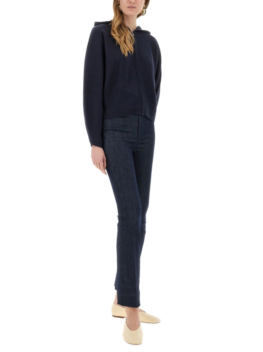 Theory Knit Sweatshirt With Zipper In Blue