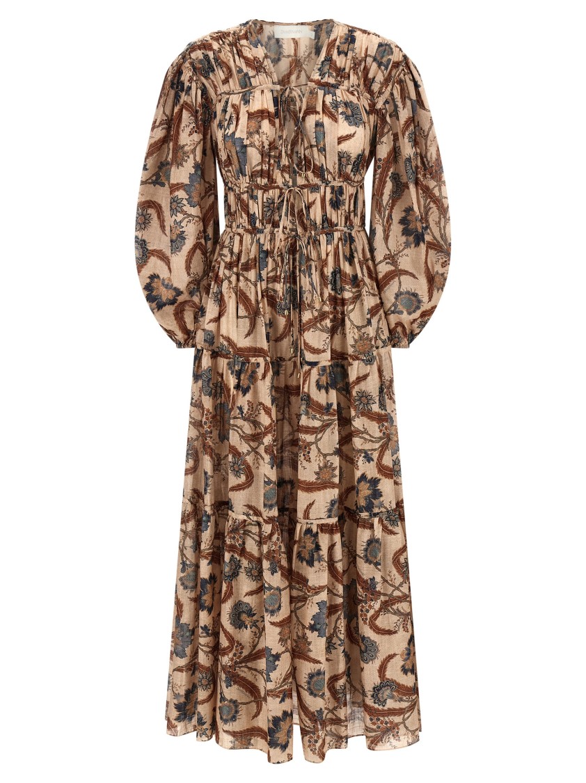 Zimmermann 'ascension Tie Billow Maxi' Dress In Brown