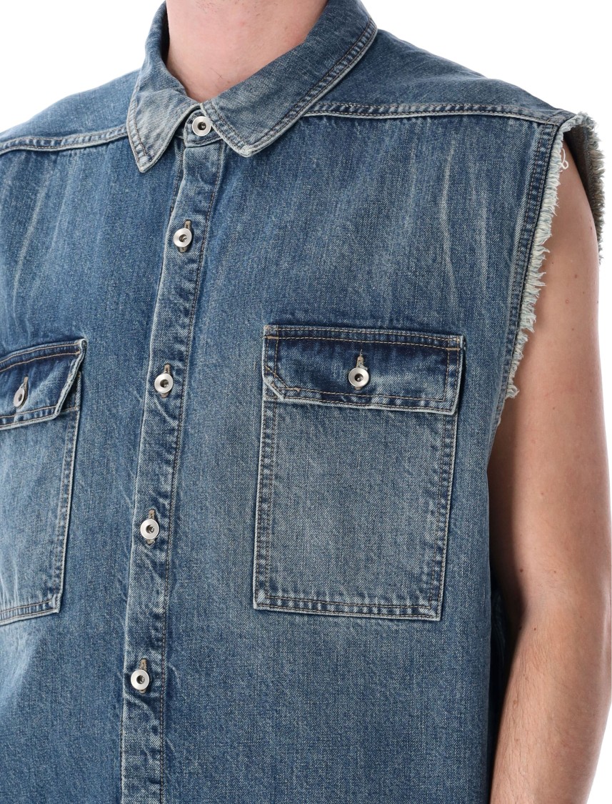 Shop Rick Owens Drkshdw Drkshdw By Rick Owens Boxy-fit Sleeveless Denim Outer Shirt In Blue