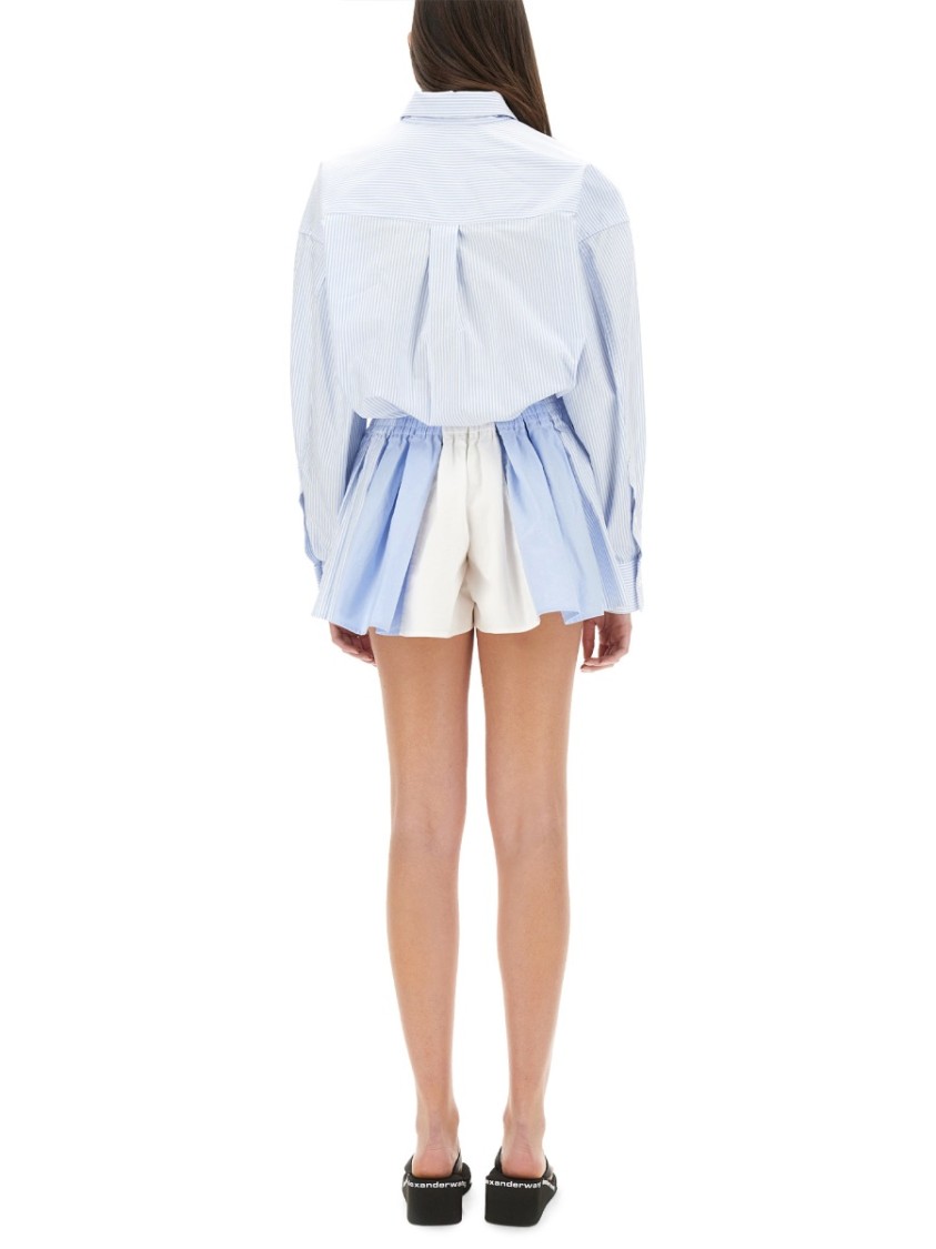 Alexander Wang Women Short Striped Overalls In Blue