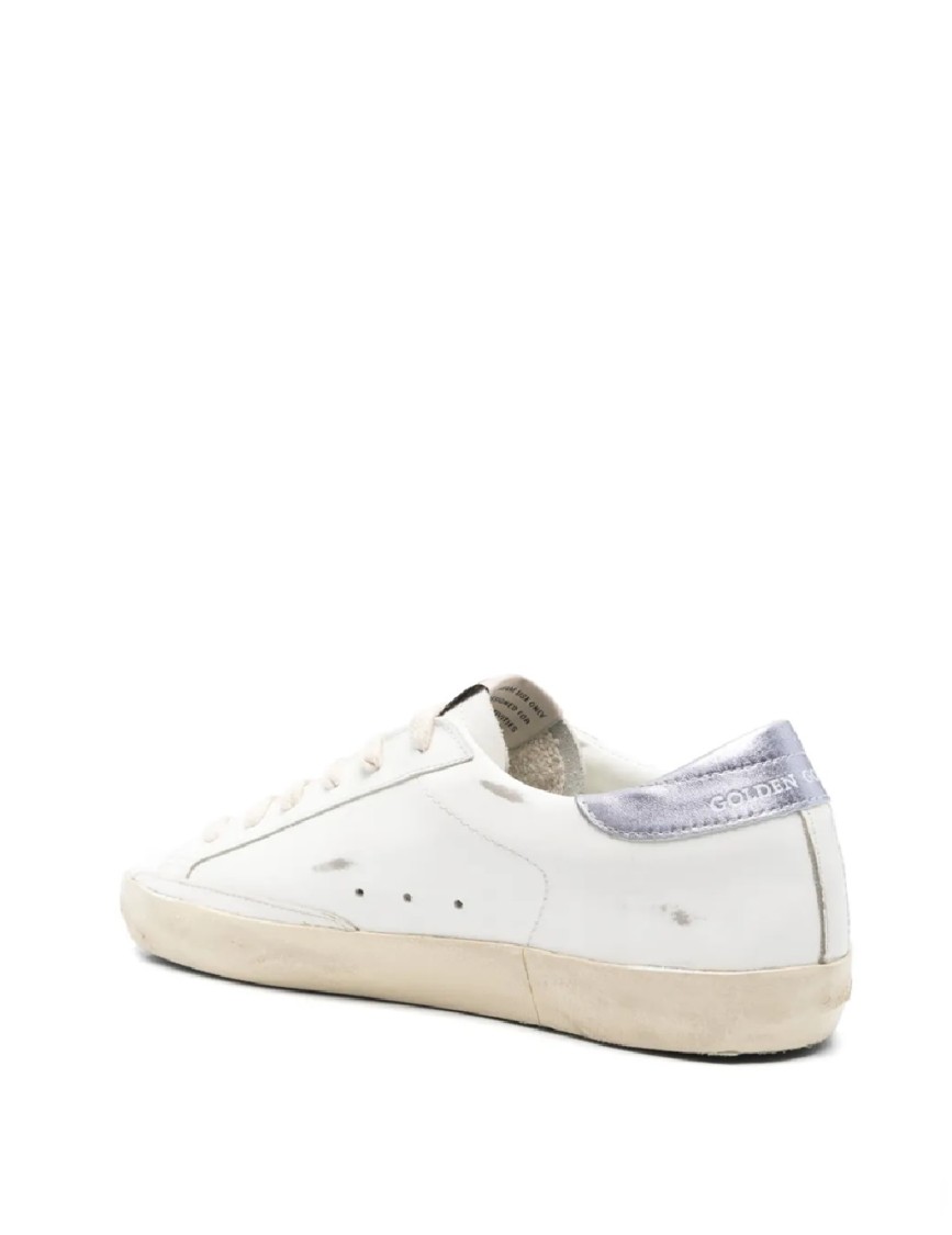 Golden Goose Super Star Leather Upper And Toe Glitter Star Laminated Heel In White