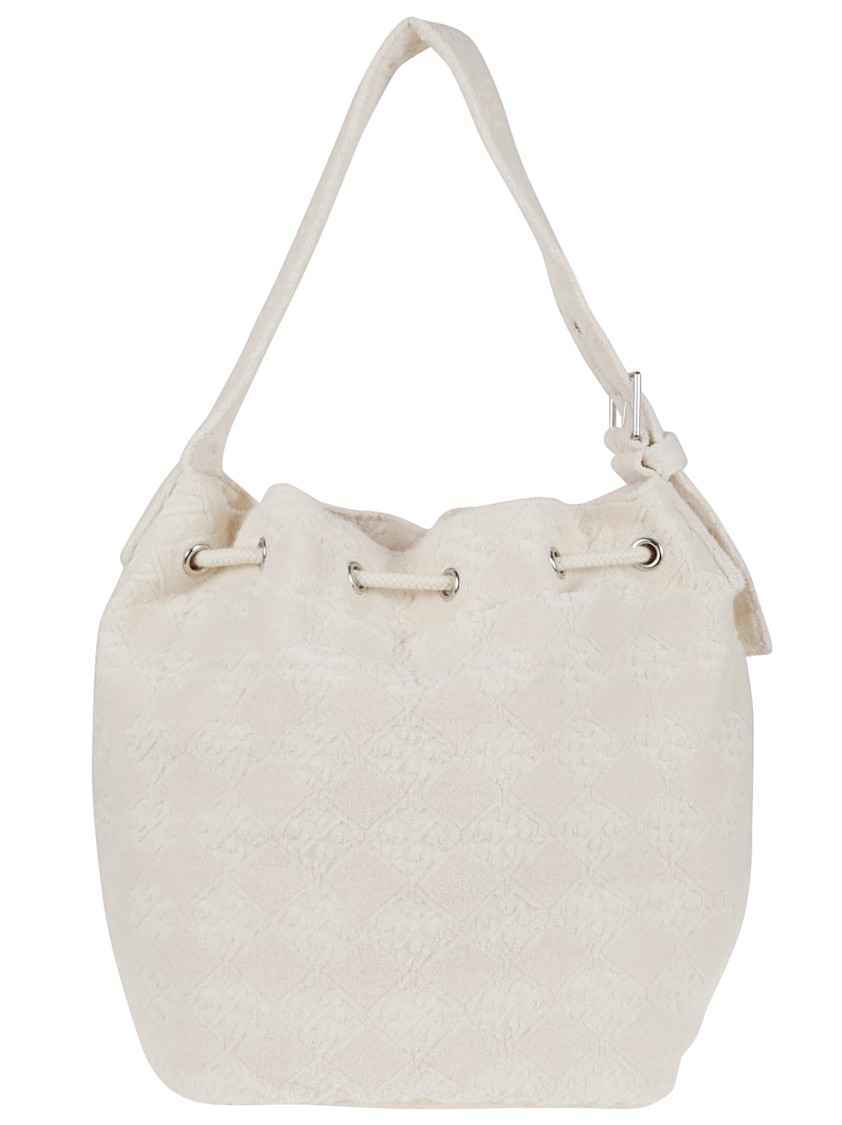 Tory Burch T Monogram Terry Oversized Bucket Bag In White