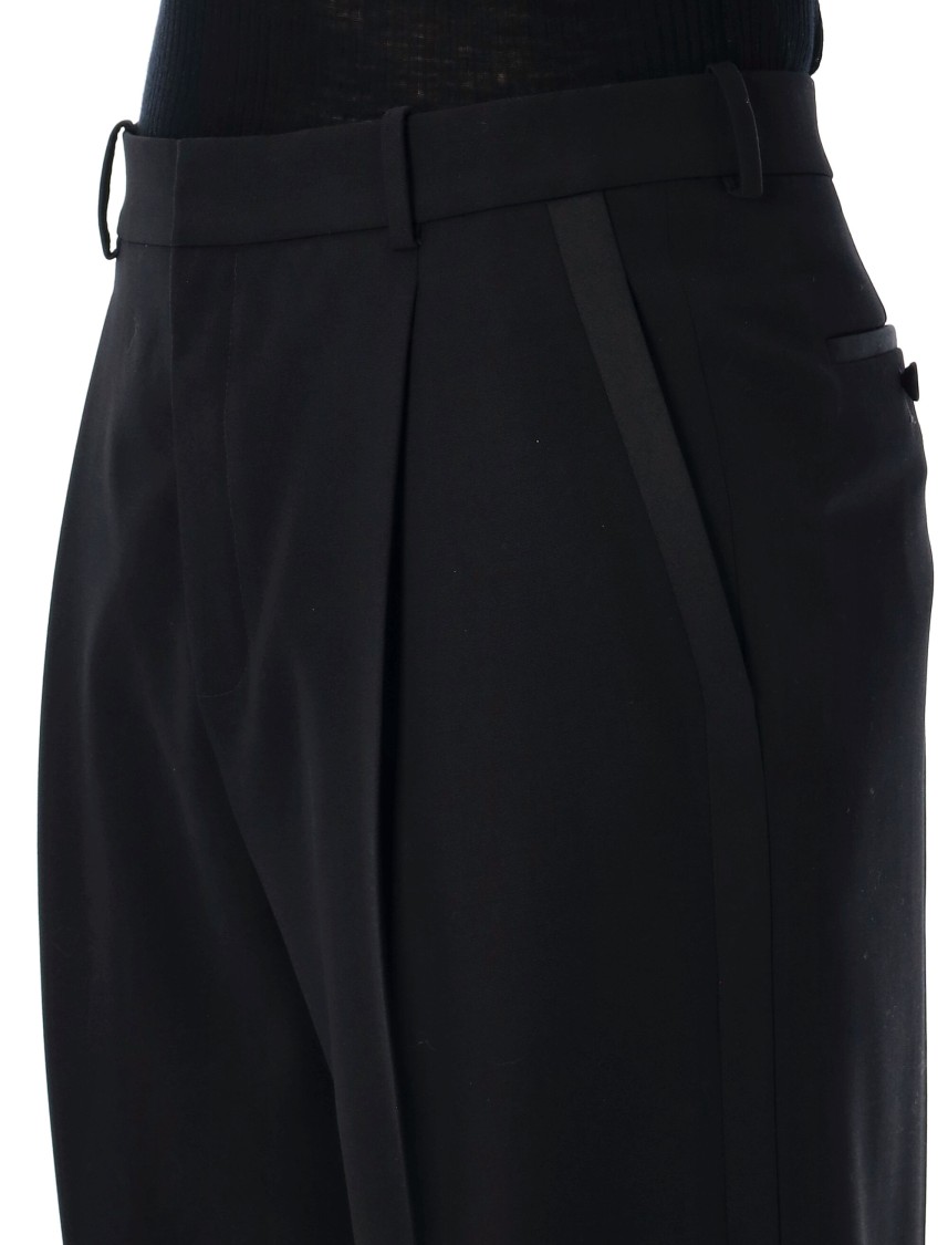 Saint Laurent Single Pleat Smoking Pant In Black