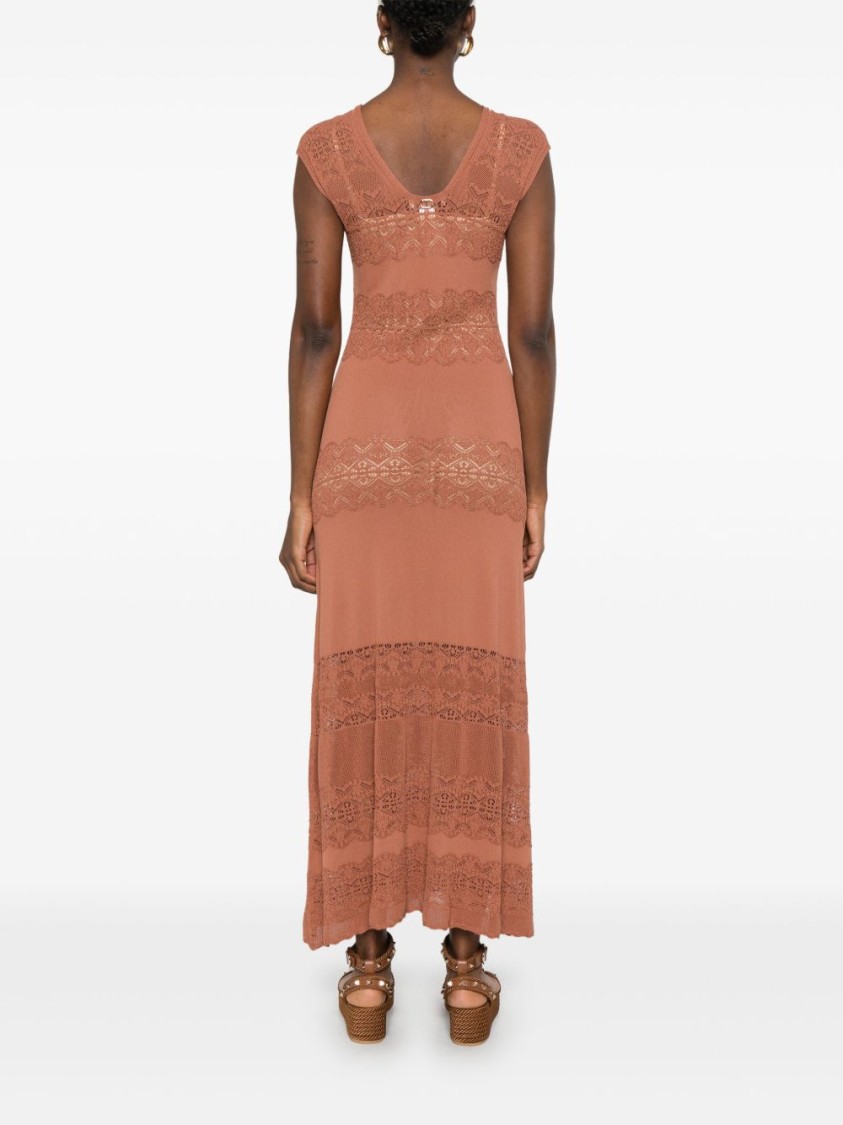 Twinset Twin-set Maxi Dress With Deep V-neckline
