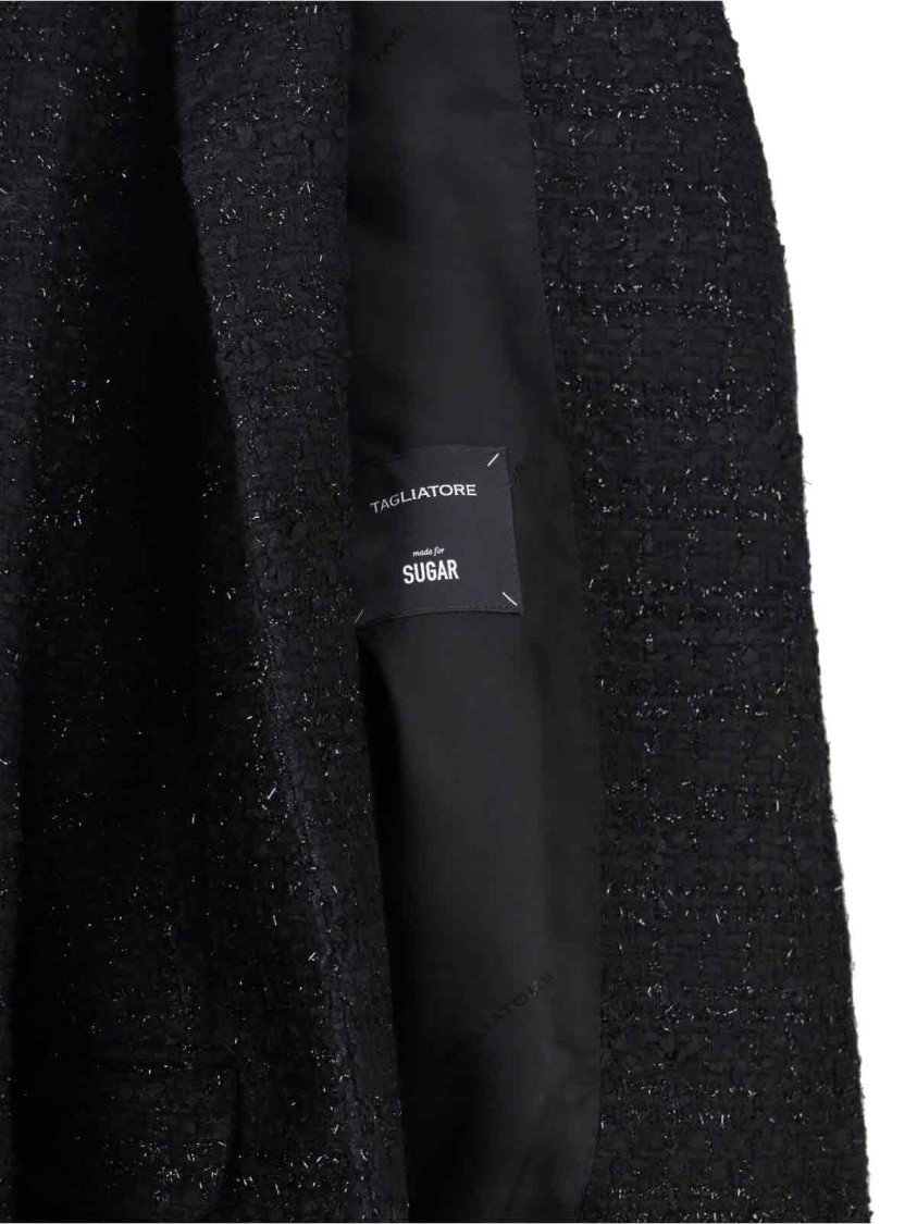 Tagliatore Tailored Black Jacket With Notched Lapel And Textured Fabric In Black