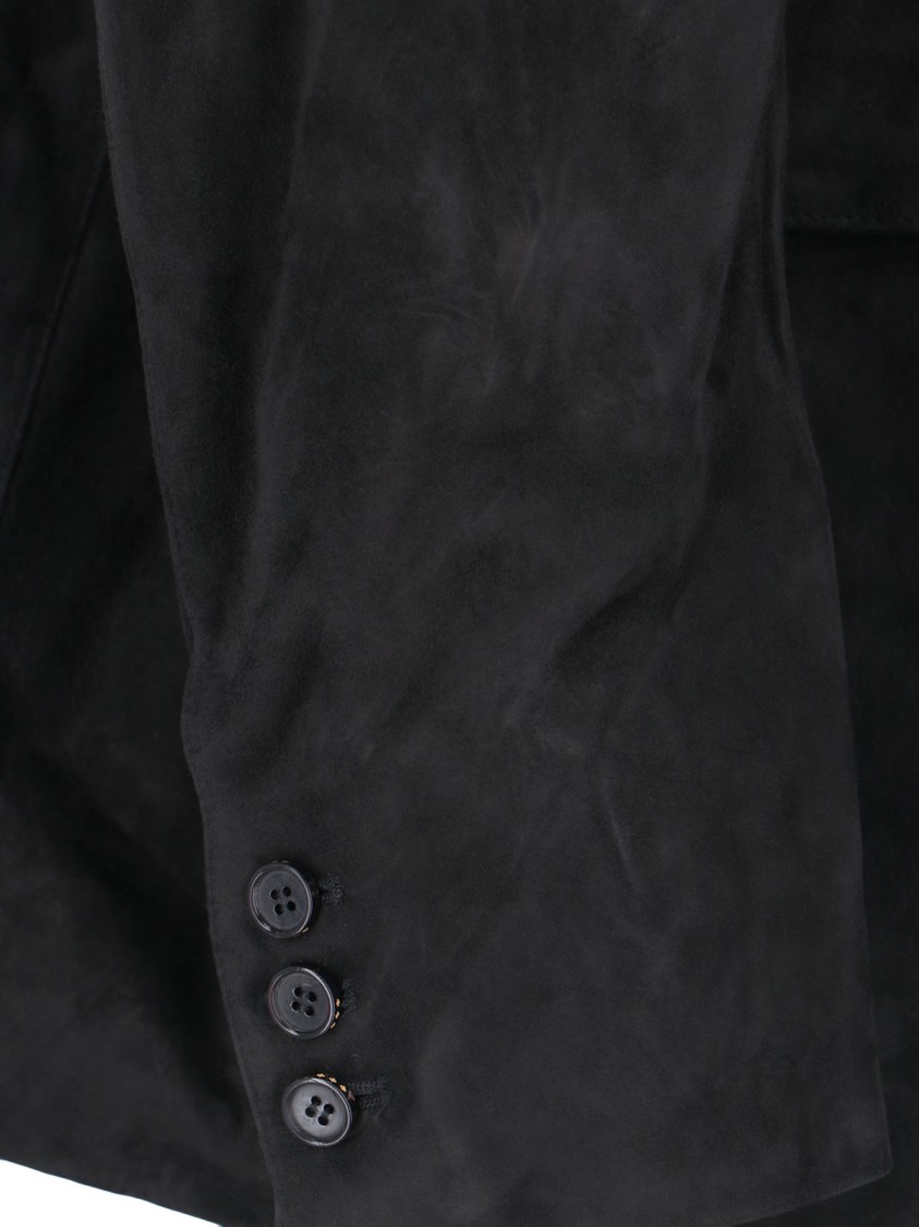 Tonywack Single-breasted Suede Jacket In Black Leather