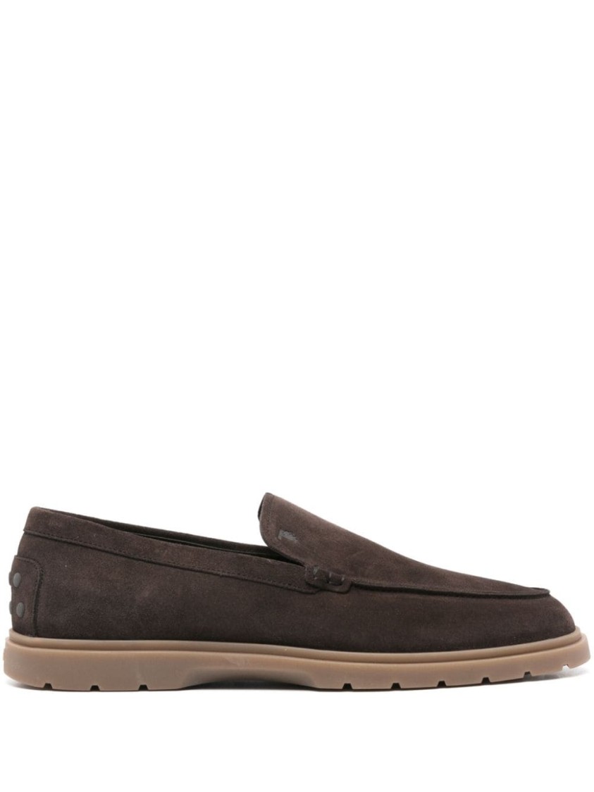 Shop Tod's Logo Loafers In Black