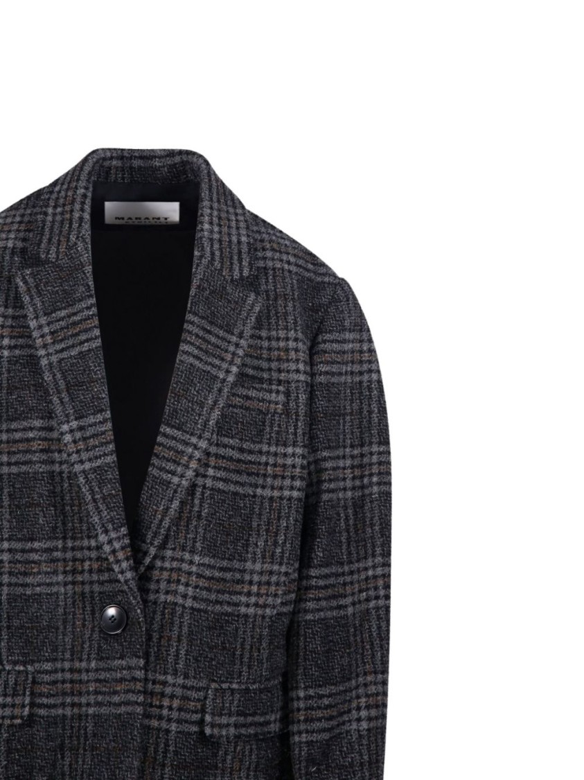 Isabel Marant Étoile Tailored Plaid Blazer With Single Button Closure In Black