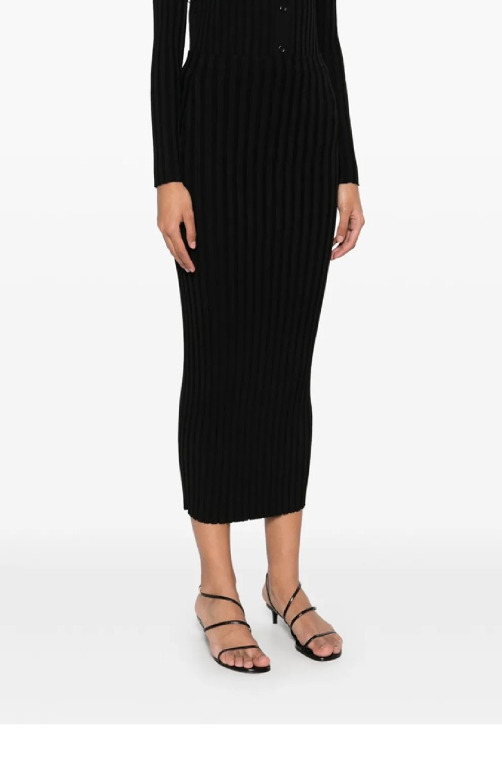 Fabiana Filippi Knee-length Ribbed Skirt With Textured Finish In Black