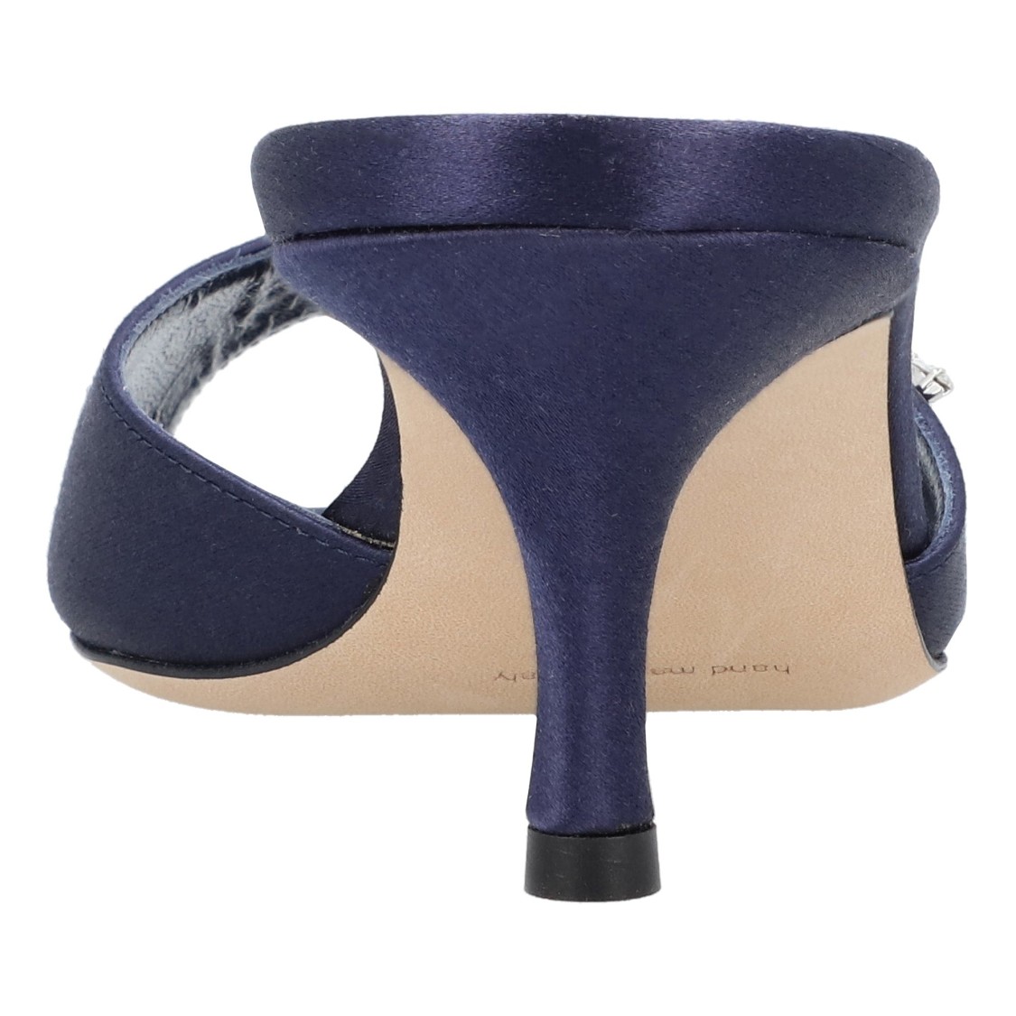 Manolo Blahnik Lumada 50 Navy Satin Mules In Blue
