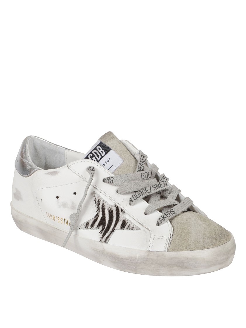 Golden Goose White Sneakers With Grey Suede Accents In White