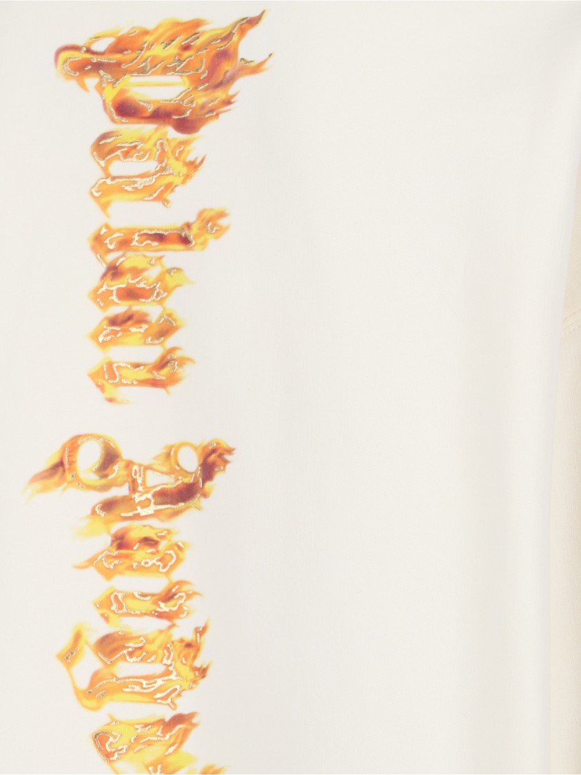 Shop Palm Angels Burning Palm Printed Sweatshirt – Off-white In Neutrals
