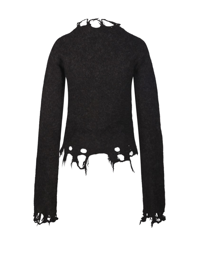 Haikure Jill Sweater With Long Sleeves And Distressed Edges In Black