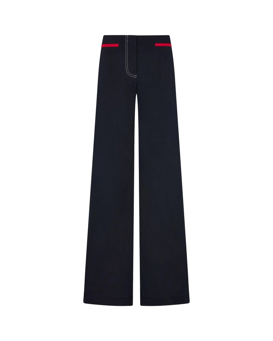 Serena Bute Flare Trouser With Contrast Pockets - Dark Navy