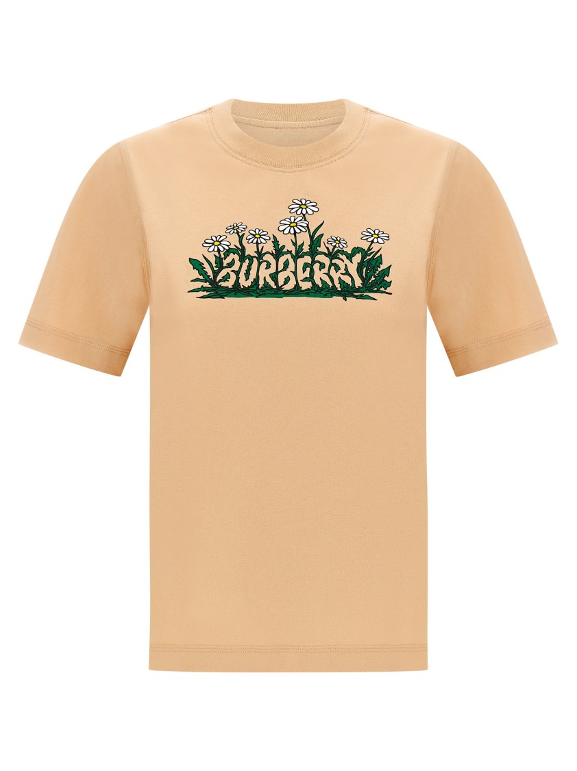 Burberry Vibrant Floral Print Cotton T-shirt In Neutral