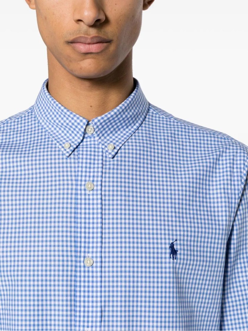 Polo Ralph Lauren Slim Fit Checked Stretch Poplin Shirt In Blue