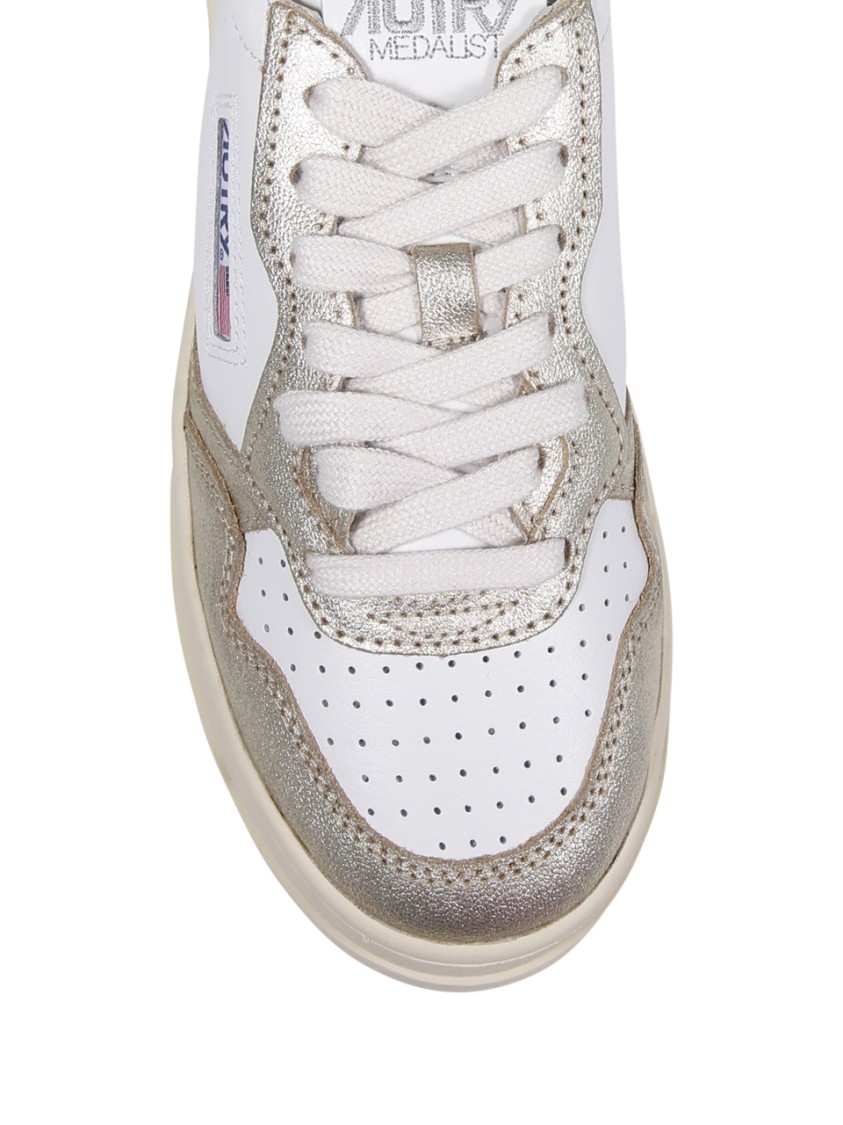 Autry Sneakers Platform Low In Pelle Bianca E Argento In Multi