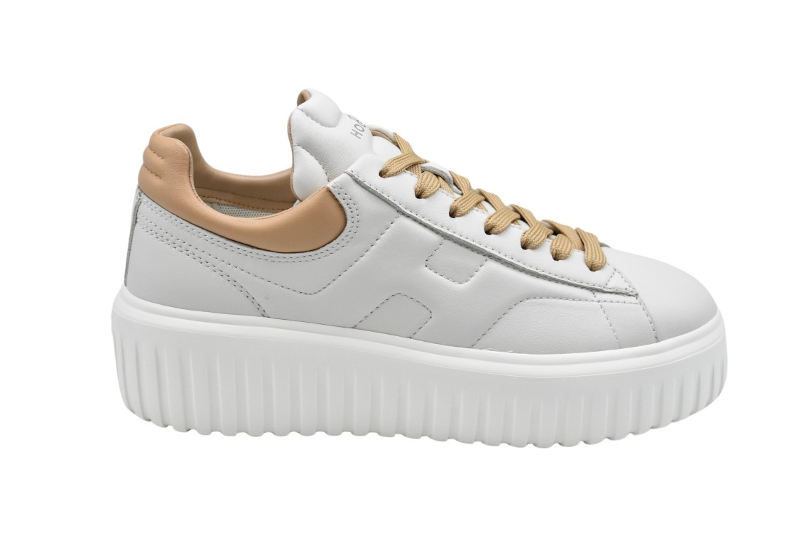 Hogan Ivory Sneakers With Platform Sole And Rounded Toe In White