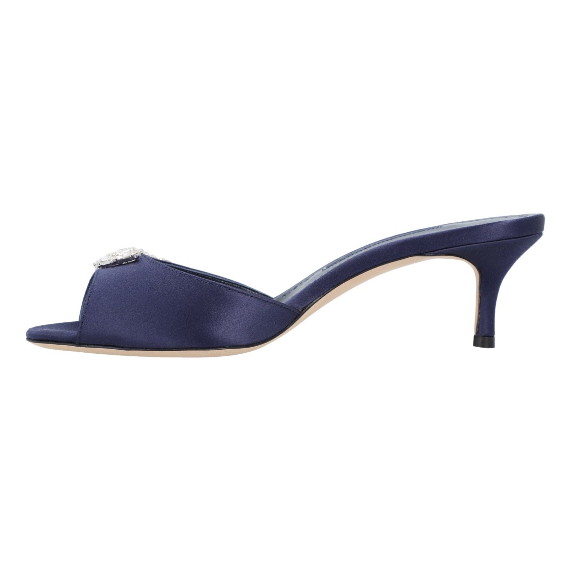Manolo Blahnik Lumada 50 Navy Satin Mules In Blue