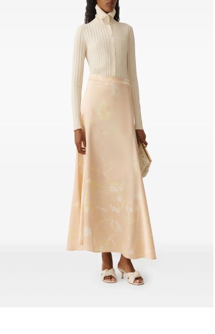 Fabiana Filippi Ribbed High Collar Top With Button-down Front In Neutral