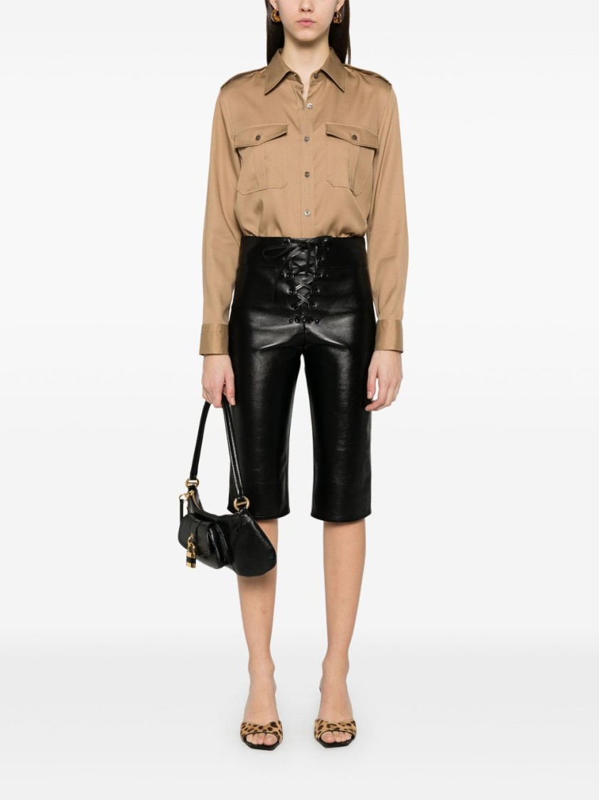 Tom Ford Tailored Yellow Shirt With Structured Collar In Brown
