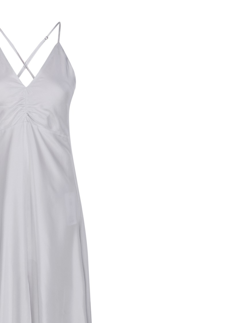 Shop Forte Forte A-line Silver Silk Maxi Dress With Spaghetti Strap In White
