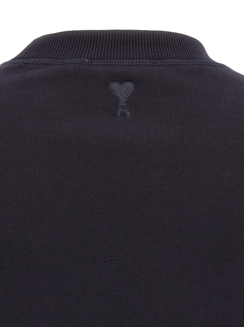 Ami Alexandre Mattiussi Black Crewneck Sweatshirt With Logo Lettering Detail On The Front And Adc Logo Embroidery On The Rea In Black