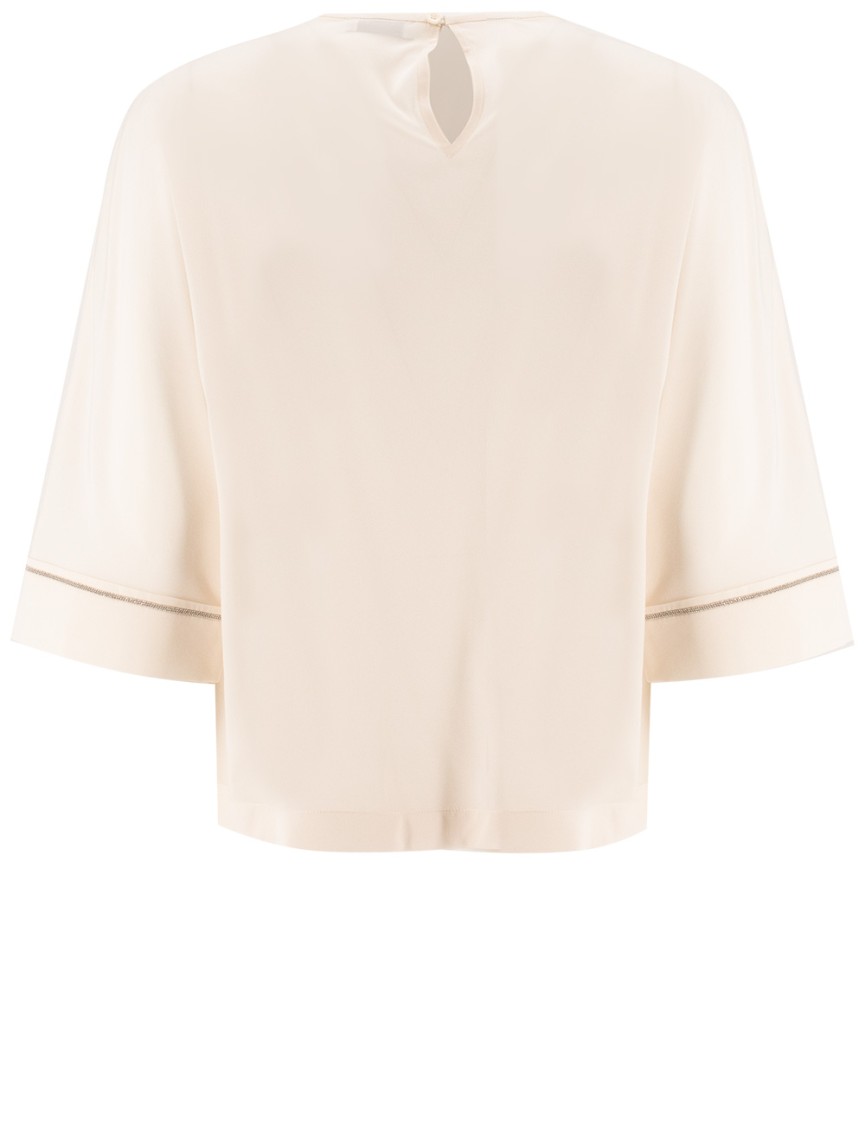 Peserico Jewel-toned Silk Sweater With Three-quarter-length Sleeves