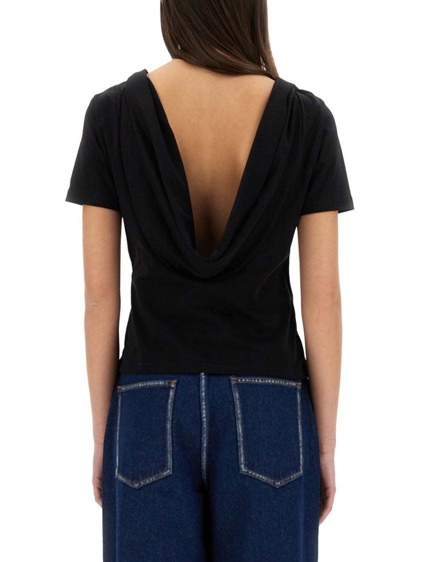 Nina Ricci Slim-fit T-shirt With Draped Open Back In Black
