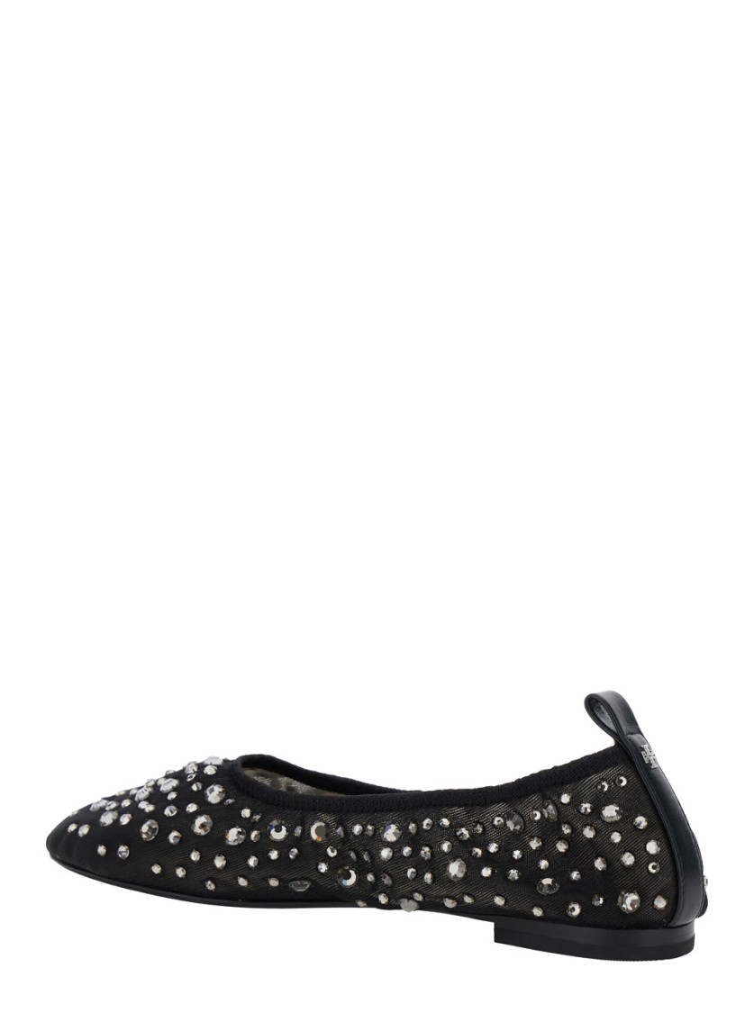 Shop Tory Burch Rhinestone-embellished Crystal Ballet Flats In Black